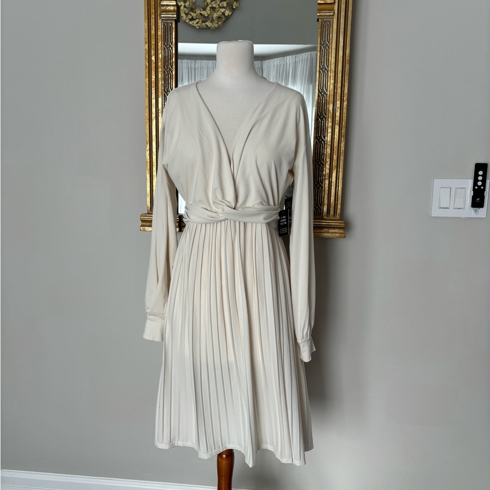 NWT Express Cream Pleated Dress